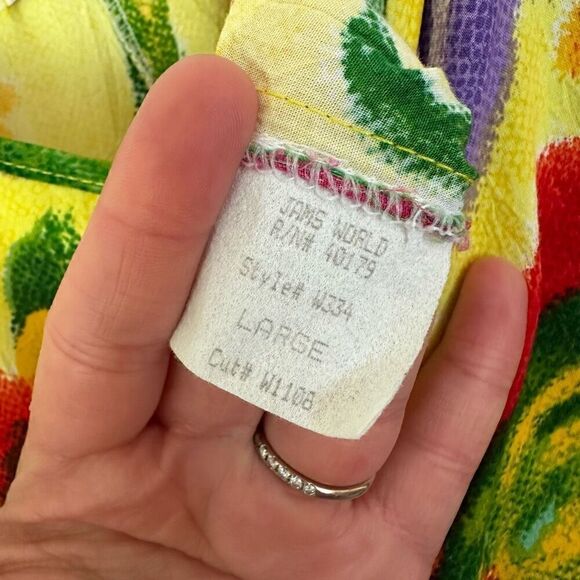 Jams World Vintage Women’s Yellow Red Purple Large All-Over Floral Print Sleevel - Picture 8 of 9